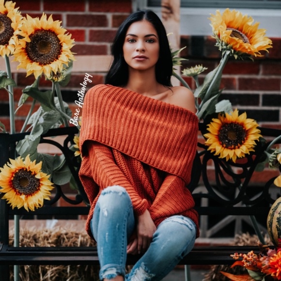 #22 Cozy off shoulder cable Knit Sweater Top - Picture 1 of 6